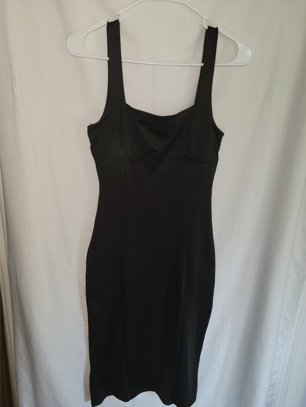 gaze Black Midi Tank Dress with Square Neck
